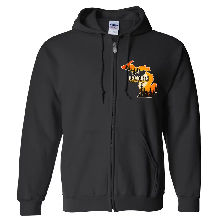 Go Explore State Of Michigan Apparel Up North Hiking Full Zip Hoodie