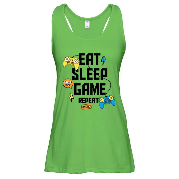 Gw Eat Sleep Game Repeat Meaningful Gift Ladies Essential Flowy Tank