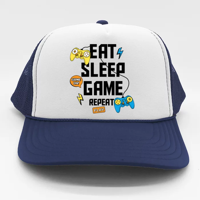 Gw Eat Sleep Game Repeat Meaningful Gift Trucker Hat