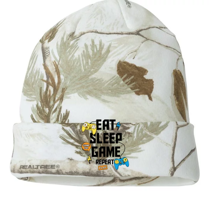 Gw Eat Sleep Game Repeat Meaningful Gift Kati - 12in Camo Beanie