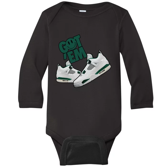 Got Em Smile Matching Oxidized Green 4s Gift Baby Long Sleeve Bodysuit