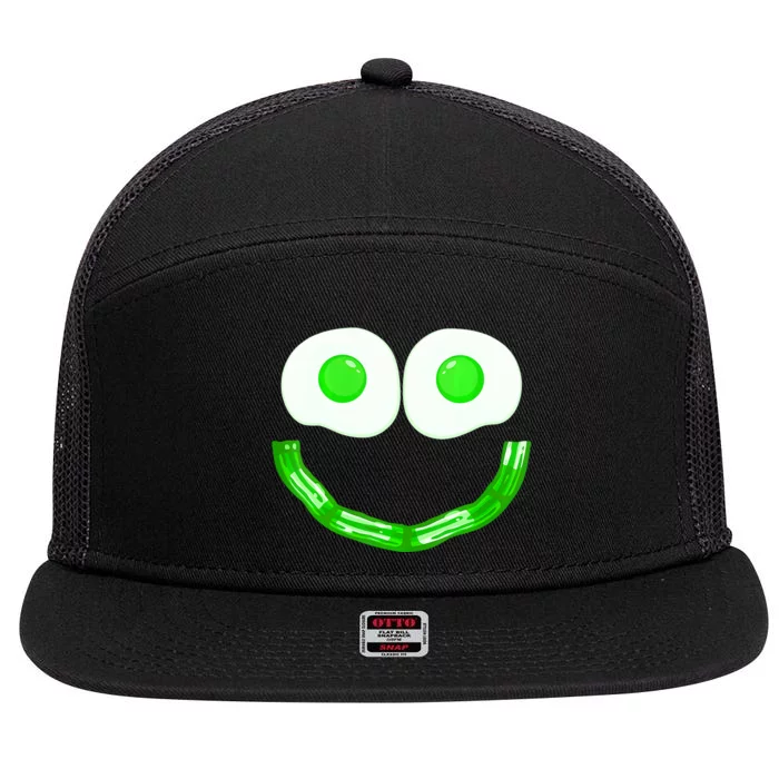 Green Eggs Smile Brunch Breakfast 7 Panel Mesh Trucker Snapback Hat