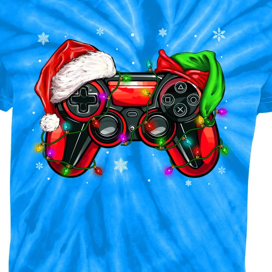 Gamer Elf Santa Family Matching Group Christmas Video Game Great Gift Kids Tie-Dye T-Shirt