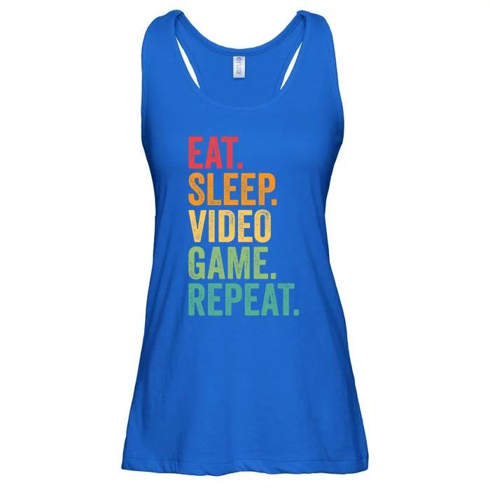 Gamer Eat Sleep Video Game Repeat Vintage Gaming Meaningful Gift Ladies Essential Flowy Tank