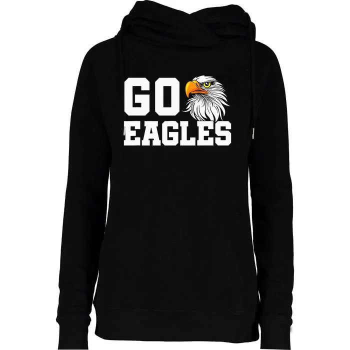 Go Eagles School Team Spirit Dress Up Day Eagle Mascot Womens Funnel Neck Pullover Hood