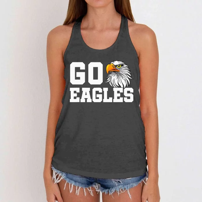 Go Eagles School Team Spirit Dress Up Day Eagle Mascot Women's Knotted Racerback Tank