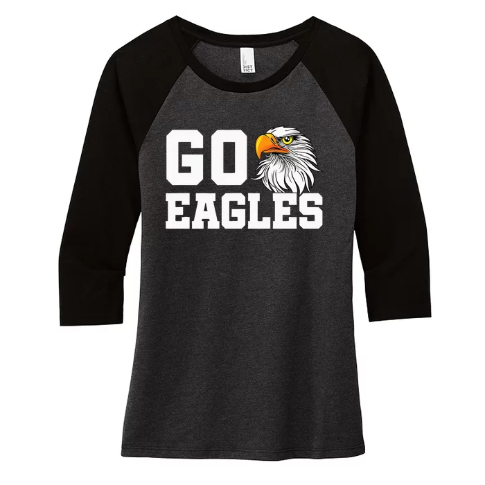 Go Eagles School Team Spirit Dress Up Day Eagle Mascot Women's Tri-Blend 3/4-Sleeve Raglan Shirt