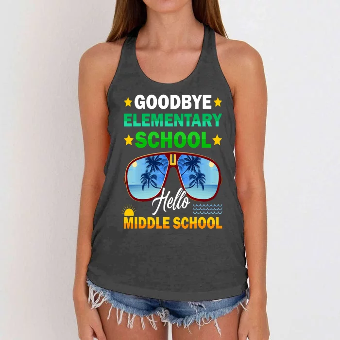 Goodbye Elementary School On My Way To Middle School Women's Knotted Racerback Tank