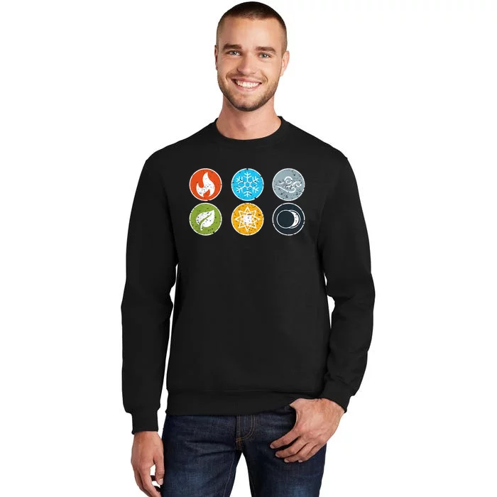 Gloomhaven Elements Symbol Fire Ice Air Earth Light Dark Tall Sweatshirt