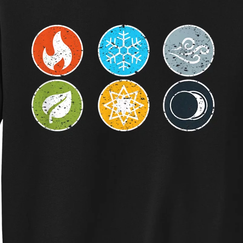 Gloomhaven Elements Symbol Fire Ice Air Earth Light Dark Tall Sweatshirt