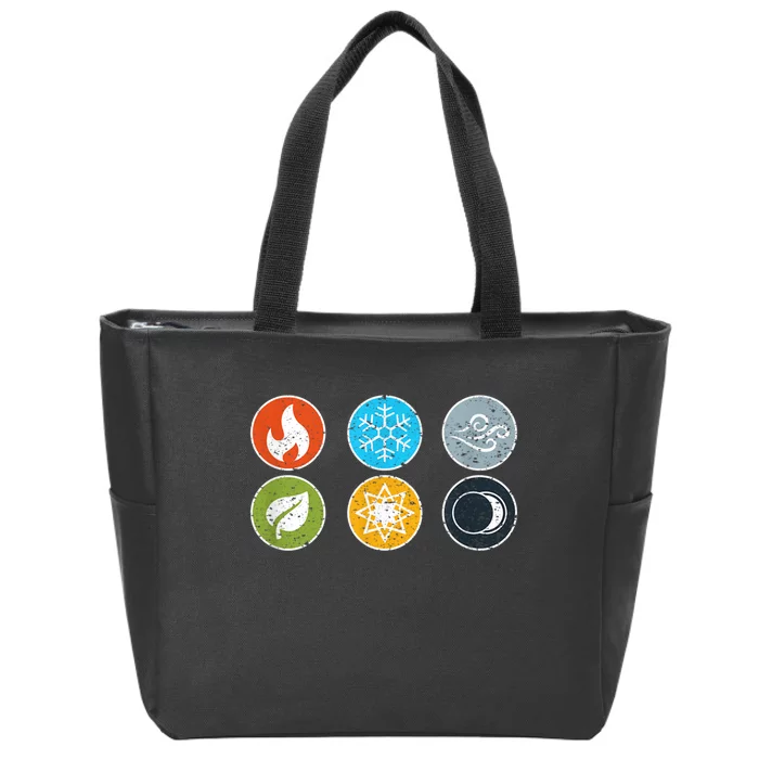 Gloomhaven Elements Symbol Fire Ice Air Earth Light Dark Zip Tote Bag