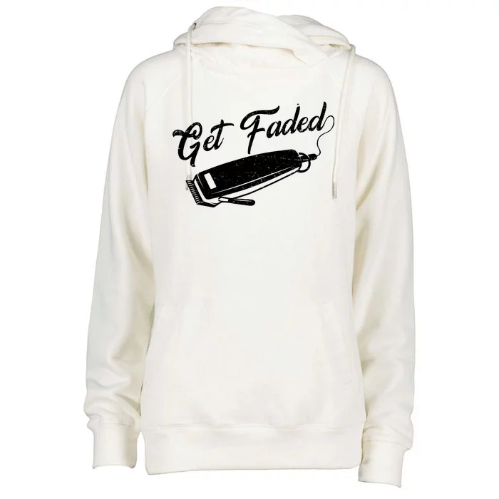 Get Faded Barber Razor Womens Funnel Neck Pullover Hood