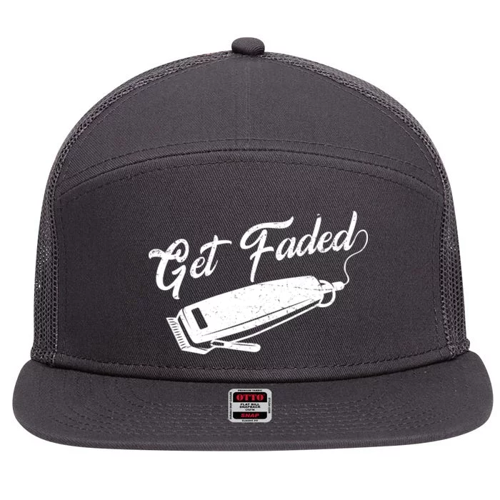 Get Faded Barber Razor 7 Panel Mesh Trucker Snapback Hat