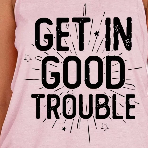 Get In Good Trouble John Lewis Quote Women's Knotted Racerback Tank