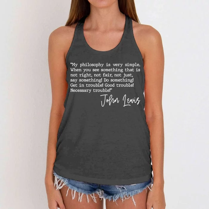 Get In Good Trouble John Lewis Quote Tribute Women's Knotted Racerback Tank