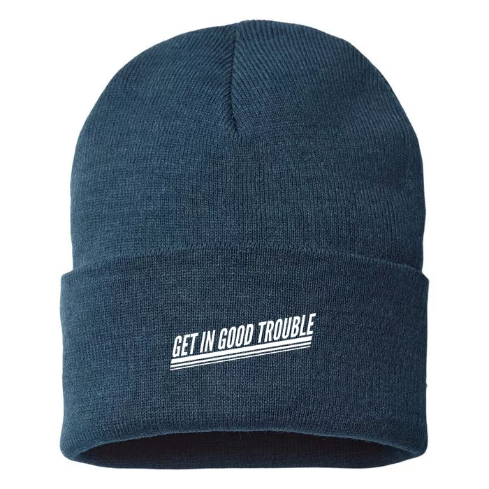 Get In Good Trouble Rep John Lewis Quote Sustainable Knit Beanie