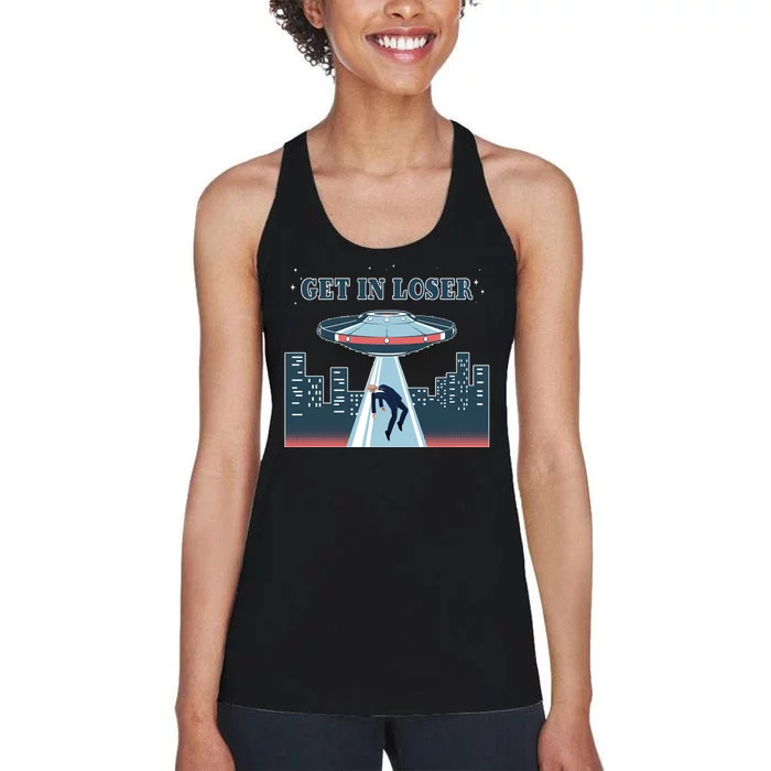 Get In Loser Anti Joe Biden UFO Abduction Women's Racerback Tank