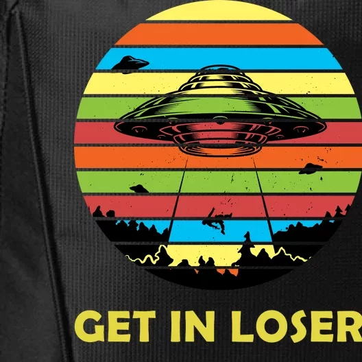 Get In Loser UFO Retro Alien Spaceship City Backpack