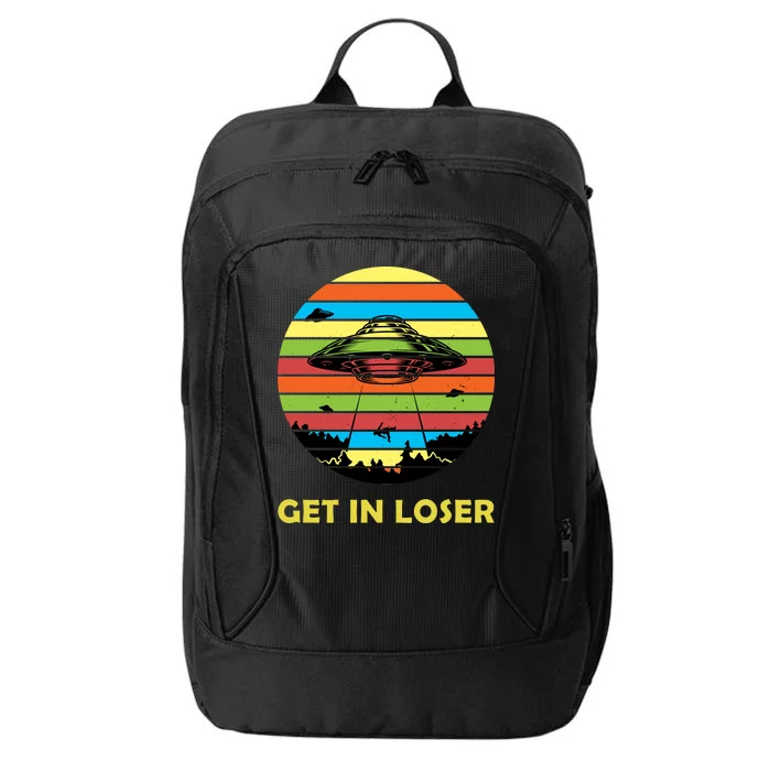 Get In Loser UFO Retro Alien Spaceship City Backpack