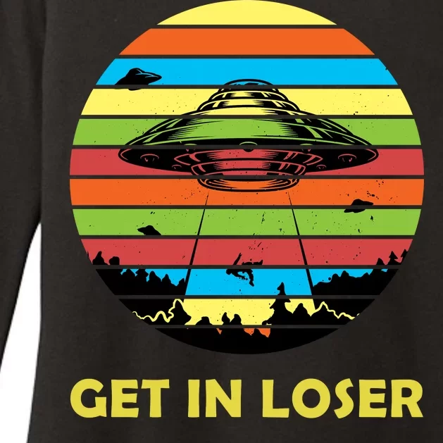 Get In Loser UFO Retro Alien Spaceship Womens CVC Long Sleeve Shirt