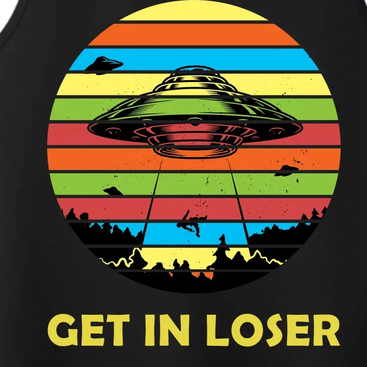 Get In Loser UFO Retro Alien Spaceship Performance Tank