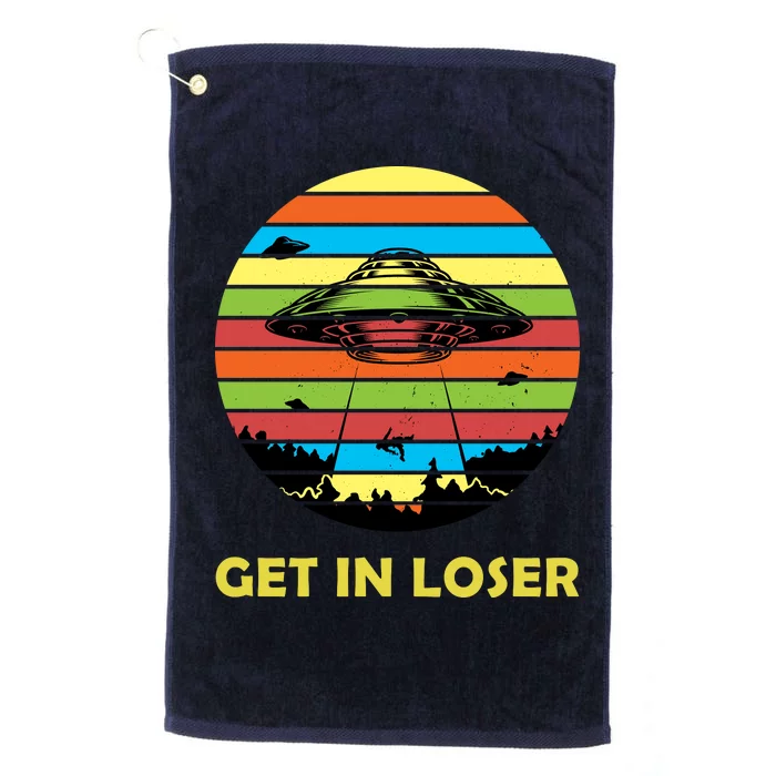 Get In Loser UFO Retro Alien Spaceship Platinum Collection Golf Towel