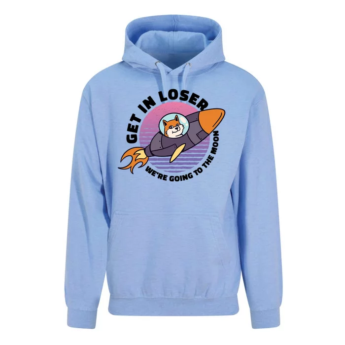 Get In Loser We're Going To The Moon Unisex Surf Hoodie