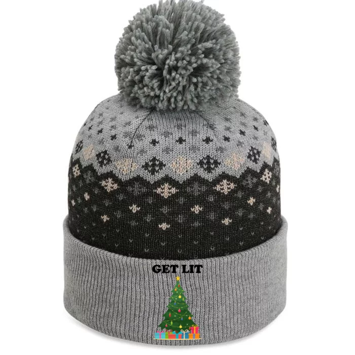 Get Lit Funny Christmas The Baniff Cuffed Pom Beanie