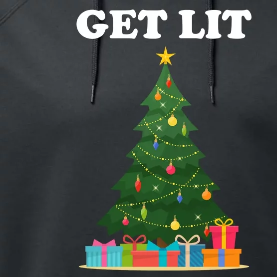 Get Lit Funny Christmas Performance Fleece Hoodie