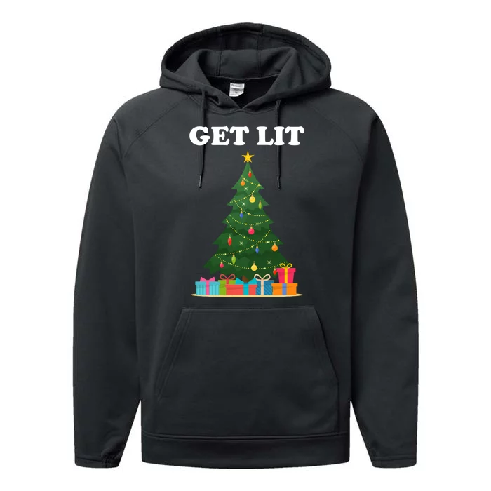 Get Lit Funny Christmas Performance Fleece Hoodie