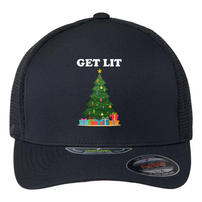 Get Lit Funny Christmas Flexfit Unipanel Trucker Cap