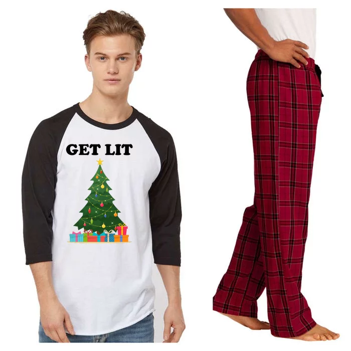 Get Lit Funny Christmas Raglan Sleeve Pajama Set