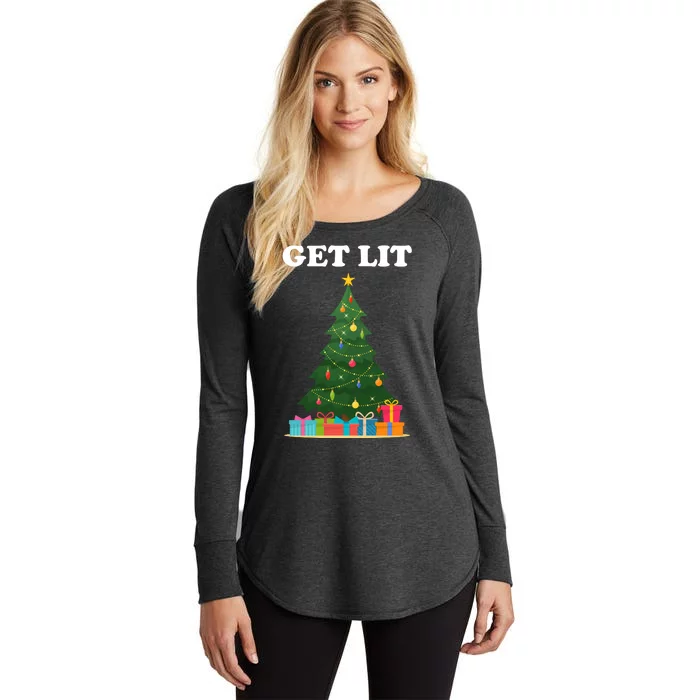 Get Lit Funny Christmas Women's Perfect Tri Tunic Long Sleeve Shirt