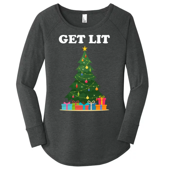 Get Lit Funny Christmas Women's Perfect Tri Tunic Long Sleeve Shirt