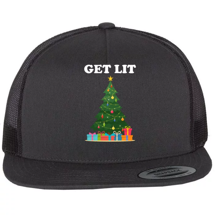 Get Lit Funny Christmas Flat Bill Trucker Hat