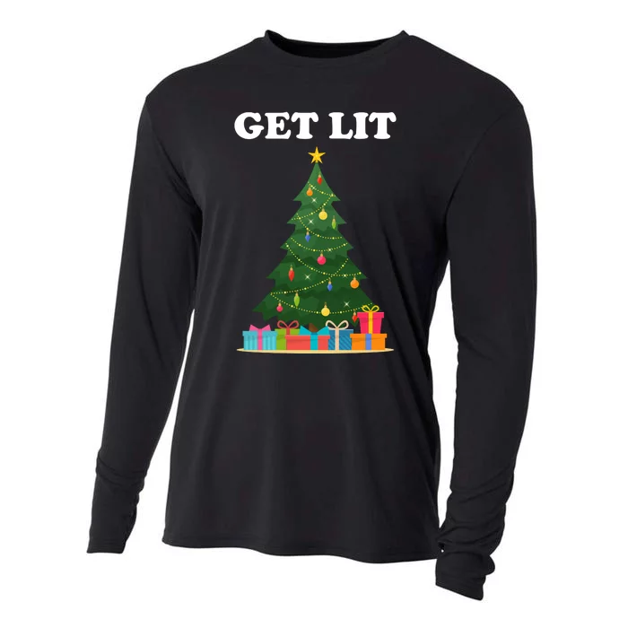 Get Lit Funny Christmas Cooling Performance Long Sleeve Crew