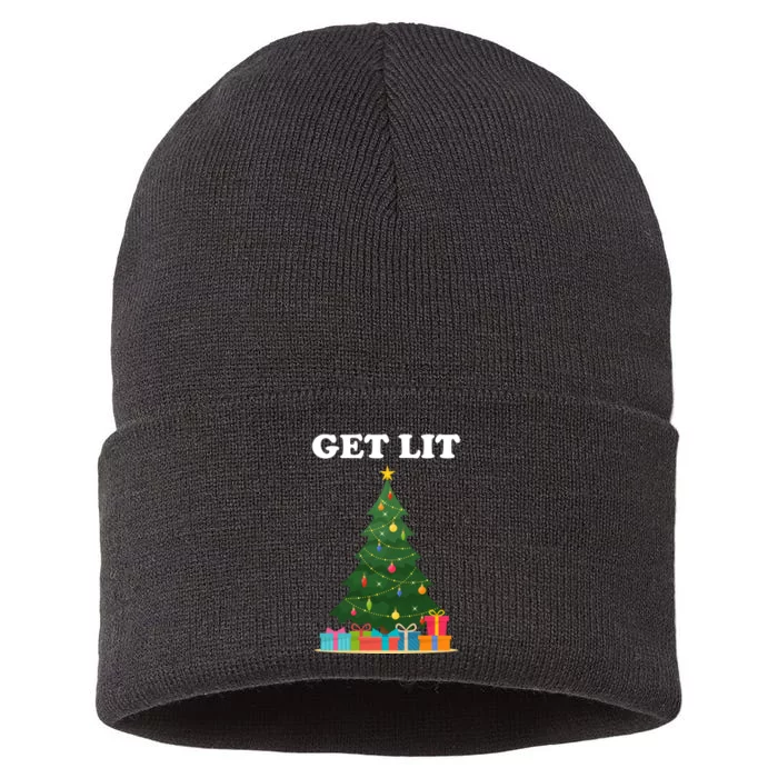 Get Lit Funny Christmas Sustainable Knit Beanie