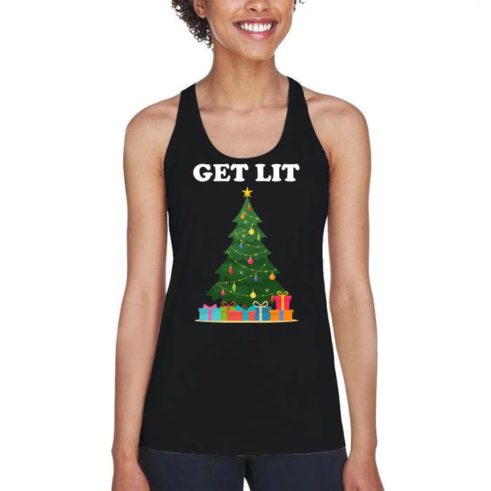 Get Lit Funny Christmas Women's Racerback Tank