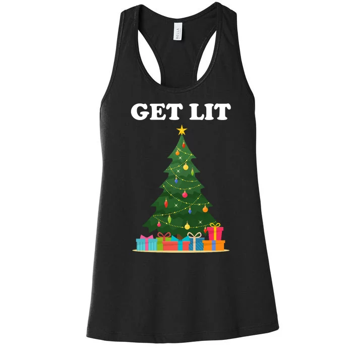 Get Lit Funny Christmas Women's Racerback Tank