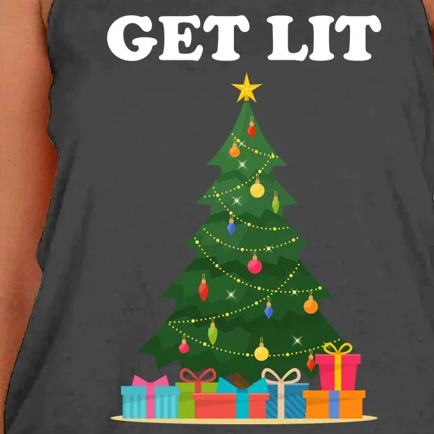 Get Lit Funny Christmas Women's Knotted Racerback Tank