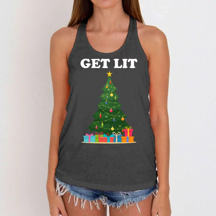 Get Lit Funny Christmas Women's Knotted Racerback Tank