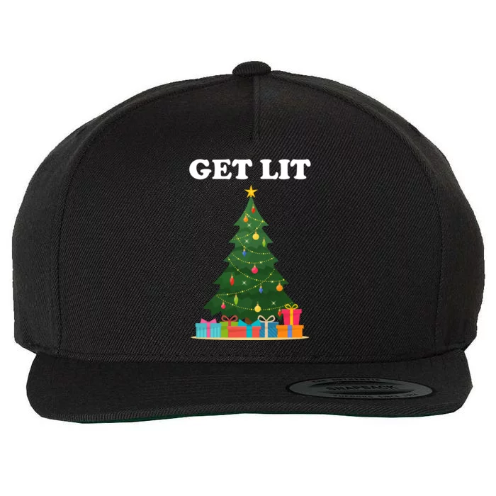 Get Lit Funny Christmas Wool Snapback Cap