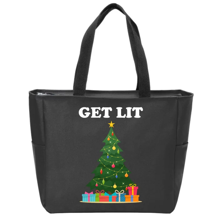 Get Lit Funny Christmas Zip Tote Bag