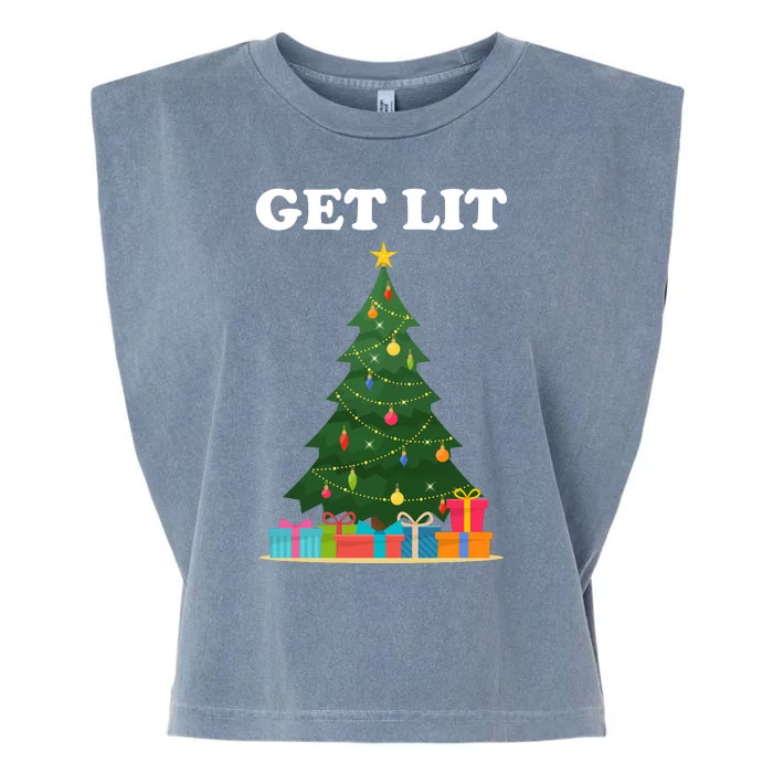 Get Lit Funny Christmas Garment-Dyed Women's Muscle Tee