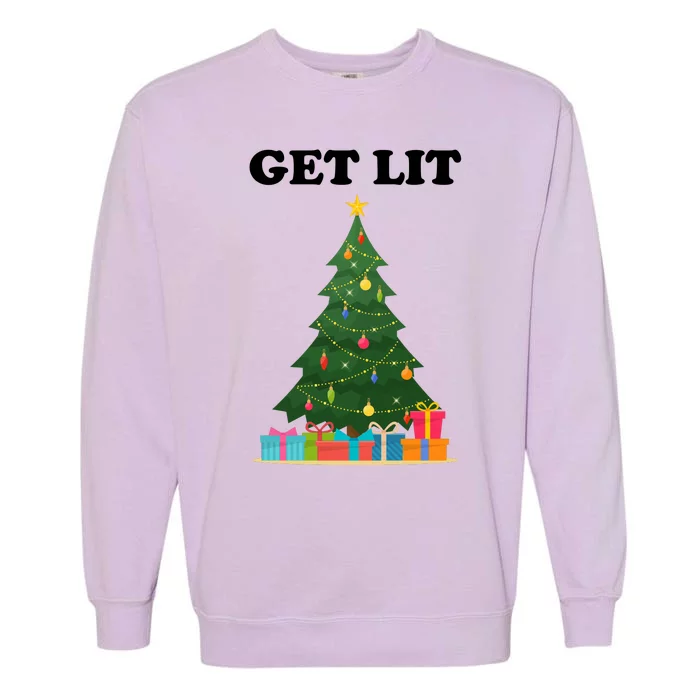 Get Lit Funny Christmas Garment-Dyed Sweatshirt