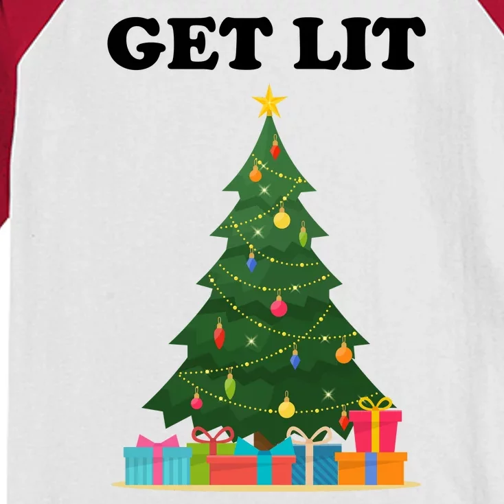 Get Lit Funny Christmas Kids Colorblock Raglan Jersey