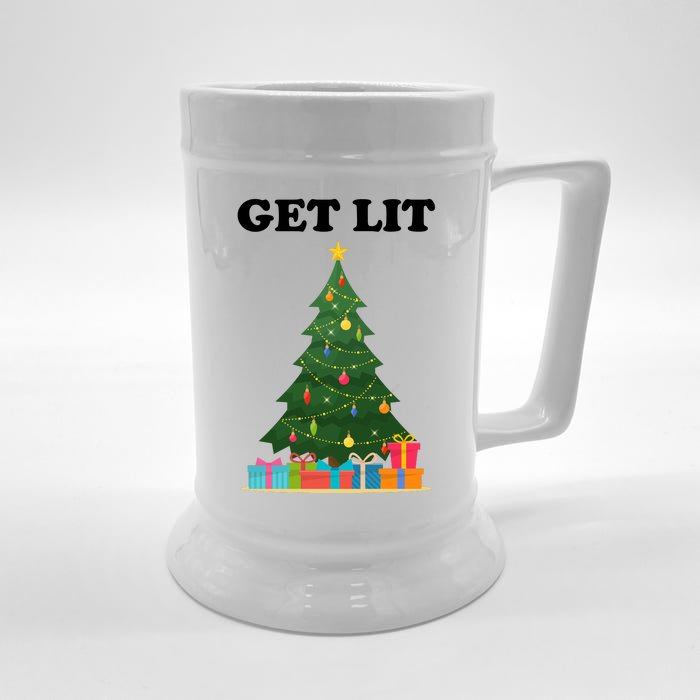 Get Lit Funny Christmas Front & Back Beer Stein