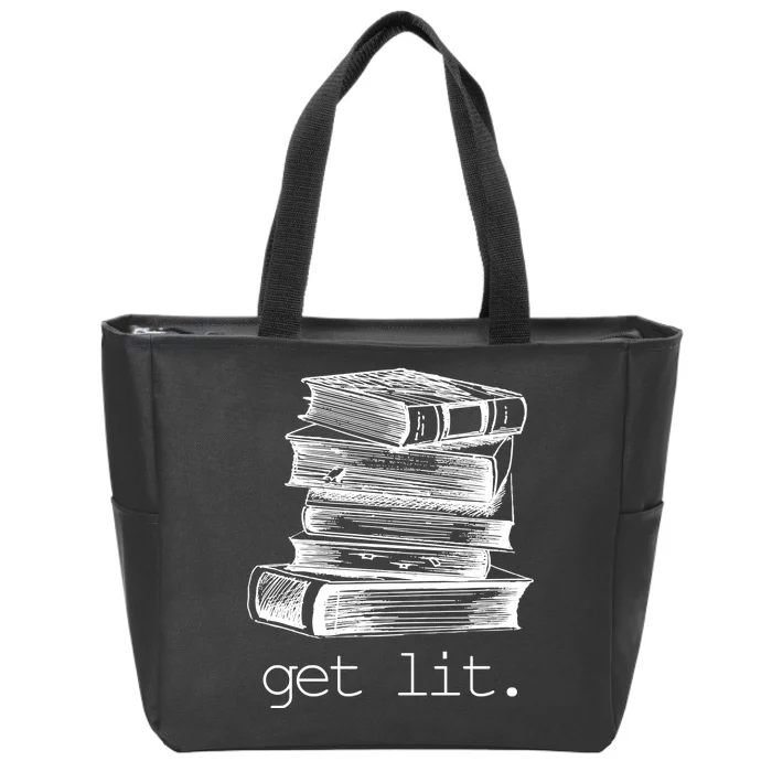 Get Lit Read Books Zip Tote Bag