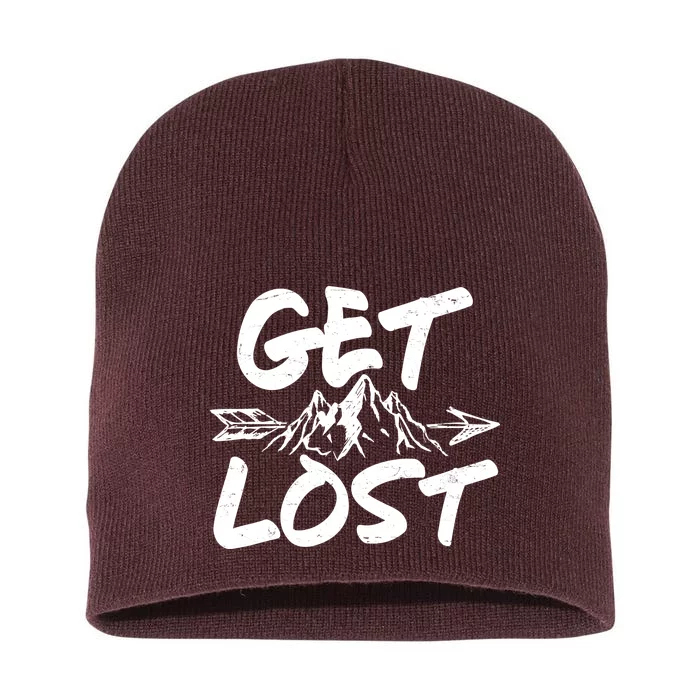 Get Lost Nature Wilderness Lover Short Acrylic Beanie