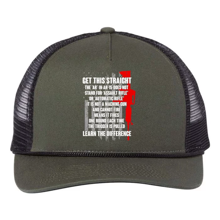 Get This Straight AR-15 US Flag Retro Rope Trucker Hat Cap